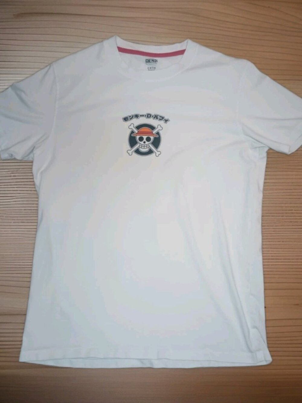 One Piece Luffy Straw Hat Pirates Anime Ripple Junction T-Shirt White Size L